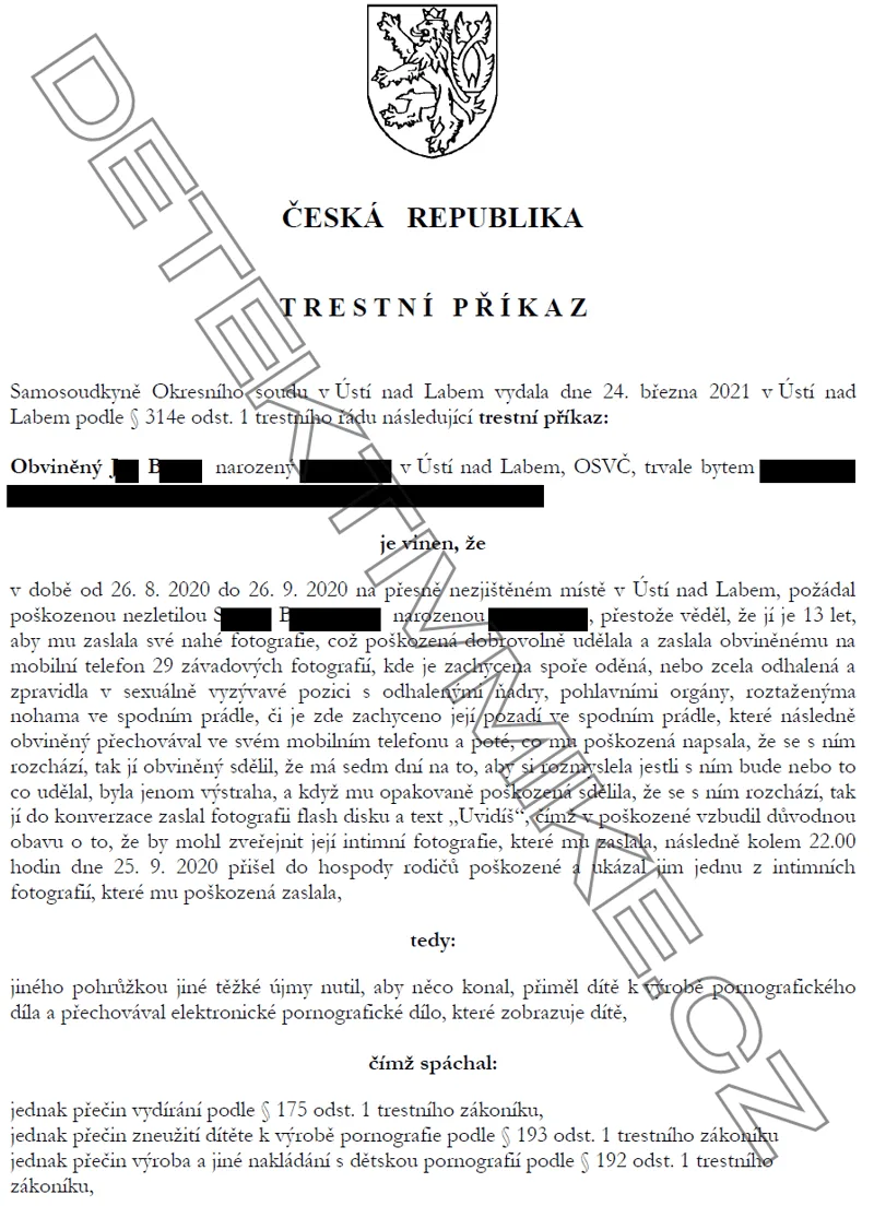 Trestní příkaz - Jiří Bláha