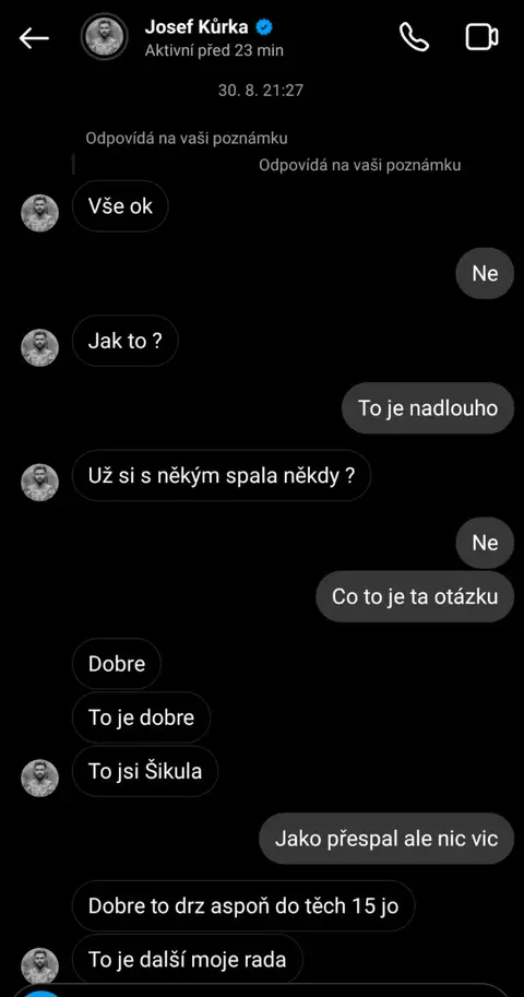 Konverzace Josefa Kůrky s nezletilou — screenshot 01 z 21