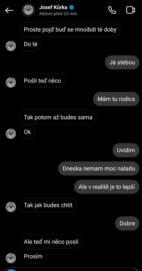 Konverzace Josefa Kůrky s nezletilou — screenshot 06 z 21