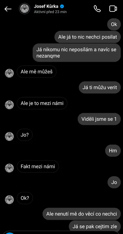 Konverzace Josefa Kůrky s nezletilou — screenshot 07 z 21