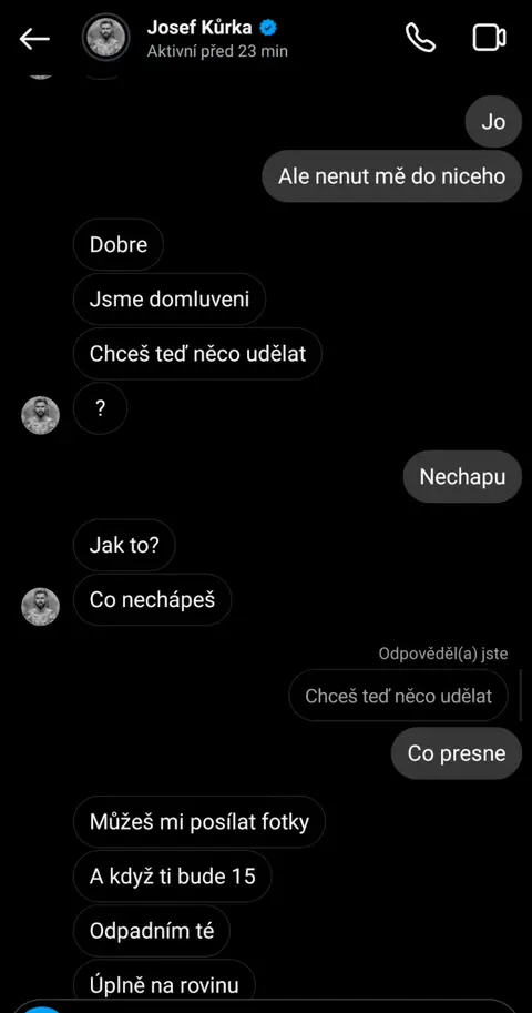 Konverzace Josefa Kůrky s nezletilou — screenshot 08 z 21