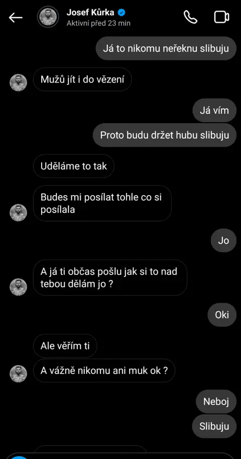 Konverzace Josefa Kůrky s nezletilou — screenshot 12 z 21