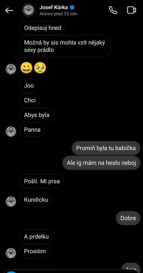 Konverzace Josefa Kůrky s nezletilou — screenshot 16 z 21